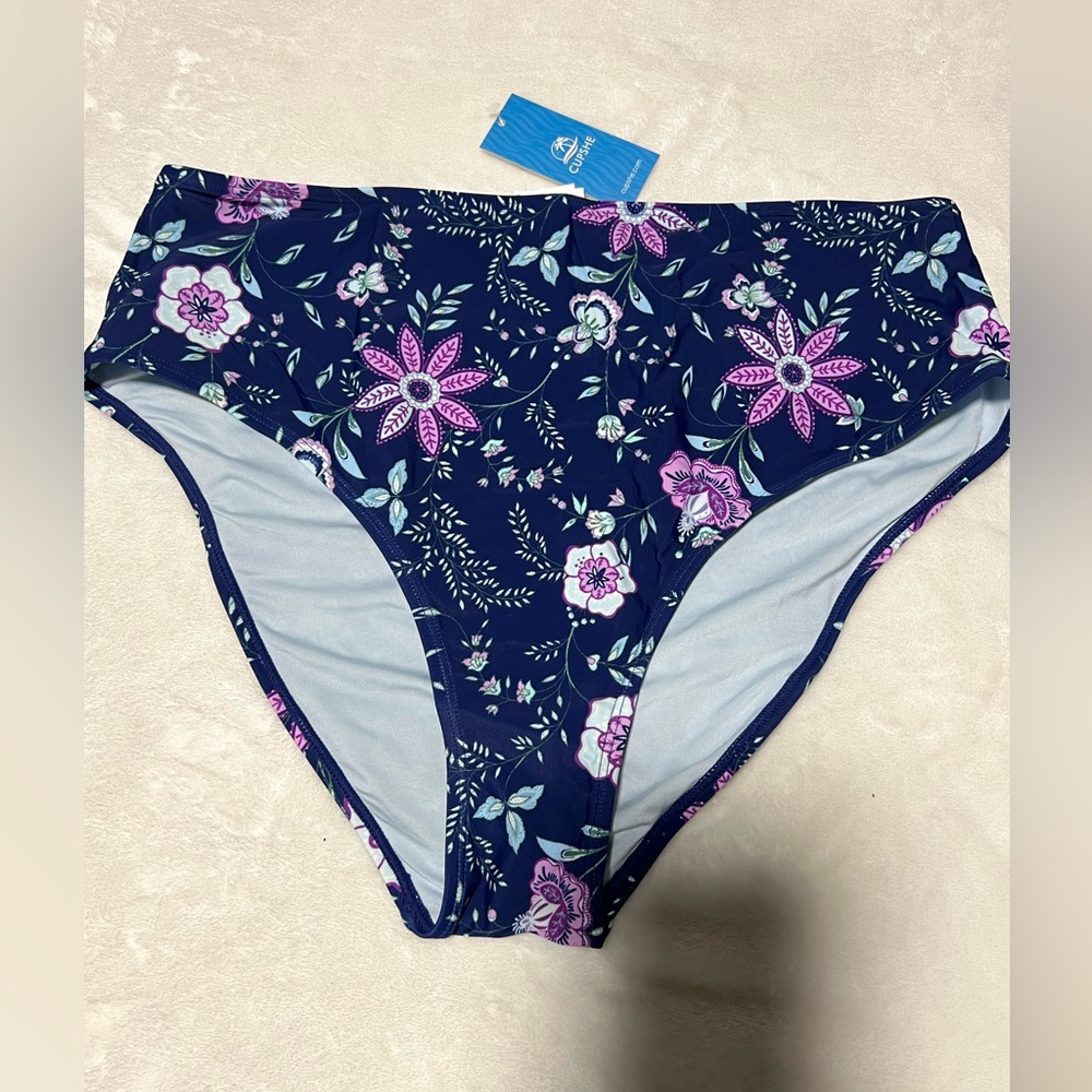 Cupshe Floral Bikini Bottoms with Pink and Purple Accents